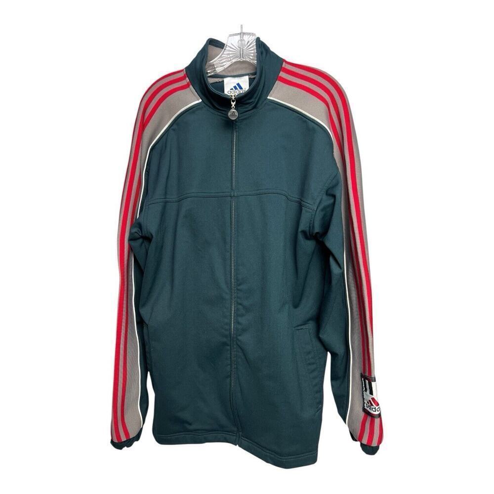 ADIDAS Jacket Mens Vintage 90s YTK Striped Thermal Heavy Windbreaker Blue Size S